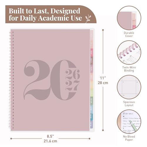 Academic Planner 2026-2027 Daily Weekly Monthly Organizer Pink 8.5x11