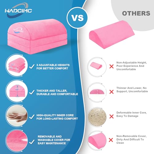 Foot Rest under Desk, 3-Height Adjustable Foot Stool with Washable Cover, Pink (WADCIMC) for Office & Gaming Chairs