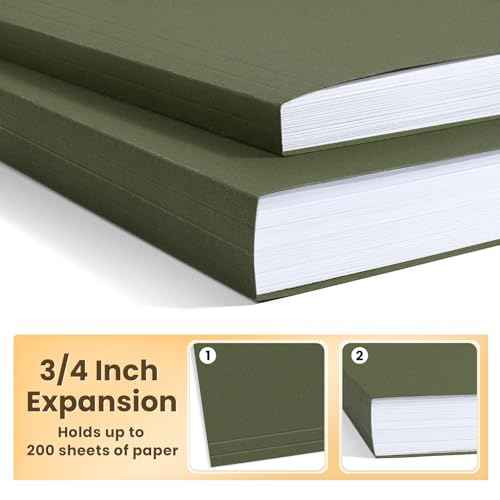 SUNEE Hanging File Folders, 25 Pack Reinforced Hang Folders Letter Size, Adjustable 1/5-Cut Tabs, Designed for Bulky Files, Filing Cabinet, Standard Green