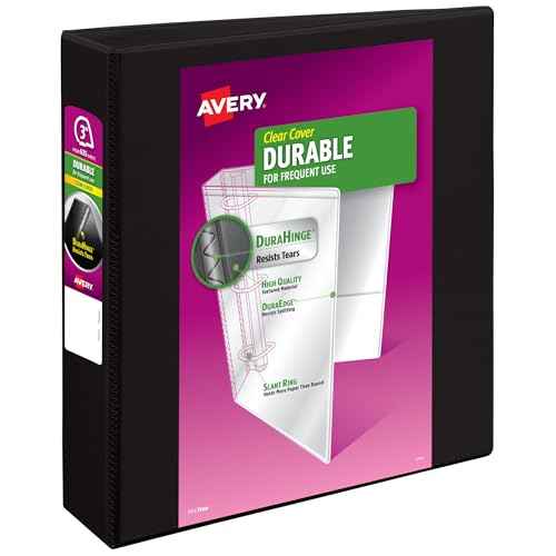 Avery Durable View 3 Ring Binder, 3 Inch Slant Rings, 1 Black Binder (17041)