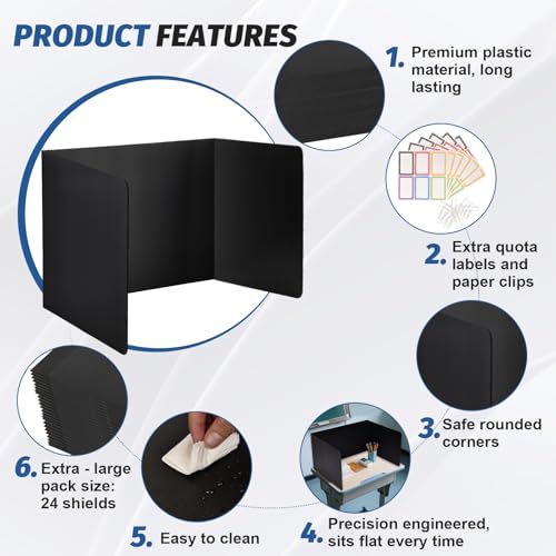 ZYINOZOC 2 Pack Black Desk Dividers for Students, Privacy Screens for Testing