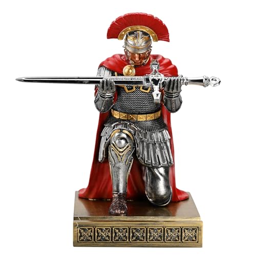 Centurion Cloak Warrior Knight Pen Holder Mobile Phone Stand Desk Organizers and Accessories as Gift for Office and Home (Silver)