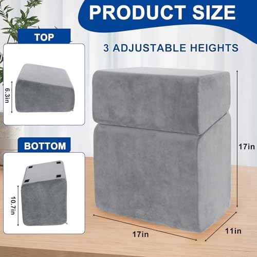 Adjustable Foot Rest for Under Desk at Work - 3 Height Ergonomic Footrest, 17x11 Inch Office Foot Stool, Soft Velvet Cushion, Non-Slip Base for Home & Office - 100% Memory Foam Filling