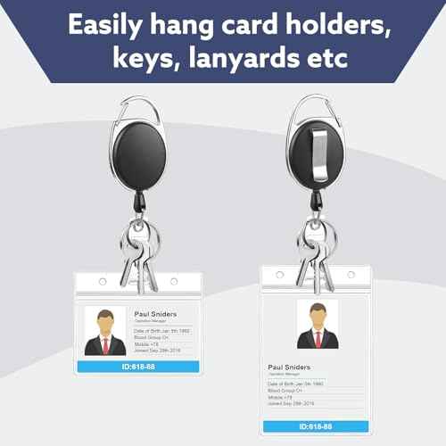 50 Pack Badge Reels Retractable ID Badge Holder with Carabiner Heavy Duty Badge Reel Clip and Key Chain for Work Office