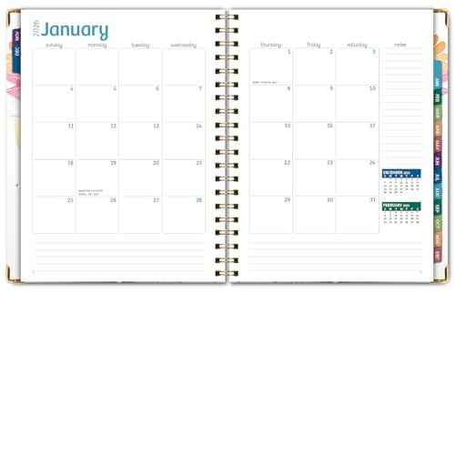 HARDCOVER 2026 Planner, 8.5"x11": 14 Months (November 2025 - December 2026), Daily Weekly Monthly Planner, Yearly Agenda, Bookmark, Pocket Folder and Sticky Note Set (Rainbow Floral)
