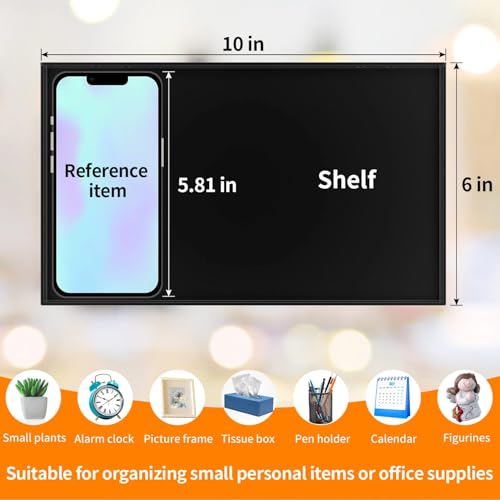 Adjustable Metal Cubicle Shelf with Hooks for Office Storage, Black