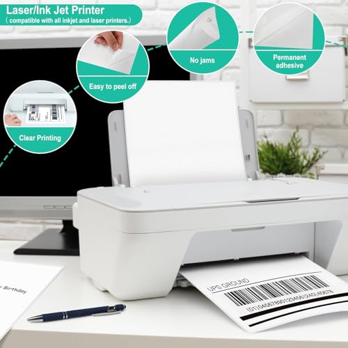 L LIKED Half Sheet Shipping Labels 2 per Sheet, 500 Sheets Printable 8.5" x 5.5" Sticker for Laser & Inkjet Printers Labels (1000 PCS Labels)