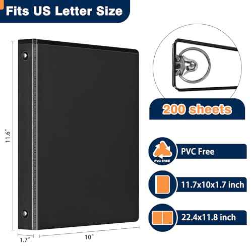 1-inch 3 Ring Binder with 2 Interior Pockets, 1'' Basic Binders Holds US Letter Size 8.5'' x 11'' Paper - Versatile Binders for Office, Home, and School Use, 6 Pack (Black)