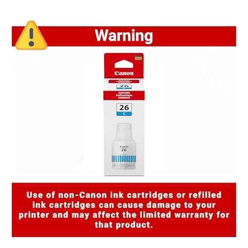 Canon GI-26 Genuine Pigment Cyan Ink Bottle, Compatible with MegaTank GX7120, GX6120, GX5120, GX6020, GX7020, GX6021, GX7021, GX5020, GX4020, and GX3020 Printers