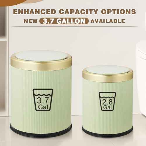 Motion Sensor Bathroom Trash Can Touchless, 3.7 Gallon Modern Automatic Garbage Can with Lid,Diaper Trash Bin,Plastic Smart Dog Proof Trash Bin Suitable for Toilet, Bedroom, Office, Kitchen -Green