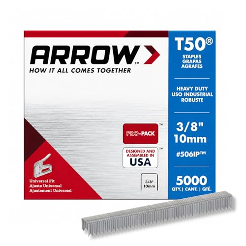 Arrow Fastener Heavy Duty T50 Staples 3/8-Inch Leg & Crown, Pack of 5,000