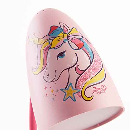 Idea Nuova Nickelodeon JoJo Siwa Bow Unicorn Star Switch Operated LED Task Table and Desk Lamp with Charging Outlet