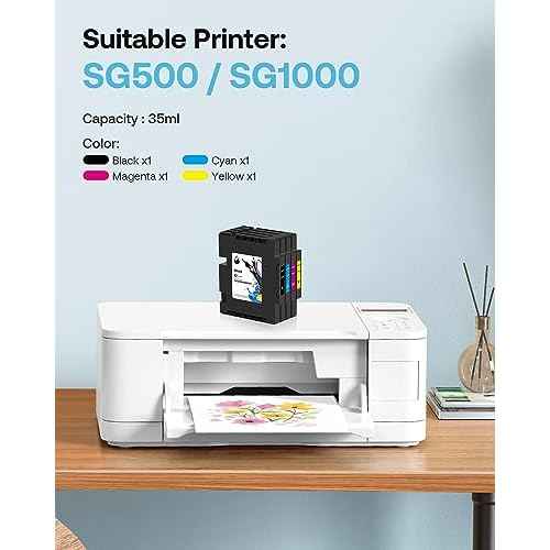Hiipoo 3.6.0 SG500 SG1000 Sublimation Ink Cartridge Compatible for Sawgrass Virtuoso SG500 SG1000 Printer, Latest Upgrade Chip No AB Serial Number(4-Pack, BK/C/M/Y)