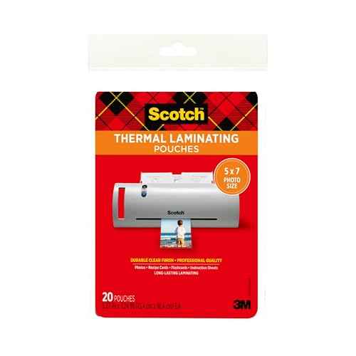 Scotch Thermal Laminating Pouches Premium Quality, 5 Mil Thick for Extra Protection, Photo Size Laminating Sheets, Our Most Durable Lamination Pouch, 5 x7 inches, 20/Pack, 6-Packs Total