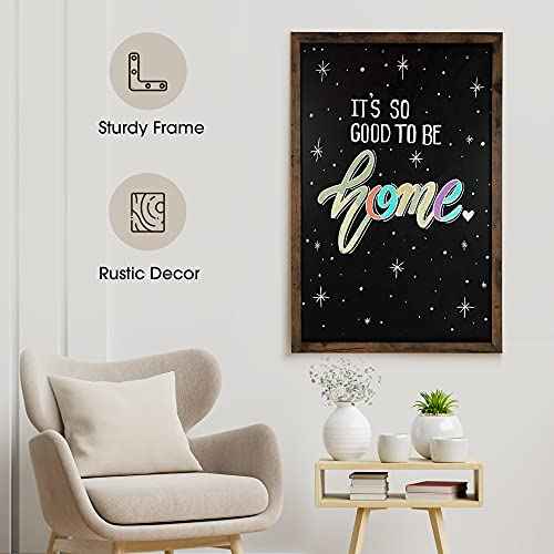 Loddie Doddie Magnetic Chalkboard & Magnet Board - 24" x 36" Rustic Wood Frame - Easy-Erase Stain-Resistant - Hanging Wall Chalkboard