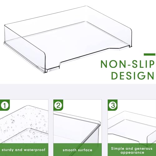 4 Pcs Stackable Letter Tray Rectangular Plastic Desk Organizer 13 x 9.5 x 2.6 in Paper Holder File Tray Accessories Rack for Desktop Office Desk Drawers (Clear)