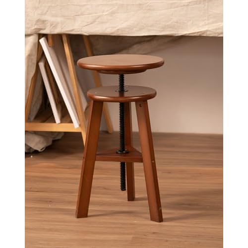 DJAR Wooden Drafting Stool, Beech Wood, Artist Stool Chair with Adjustable Height, Supports Up to 180 Lbs, for Artists, Home, Kitchen, or Office, Walnut