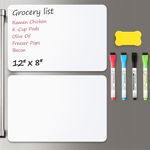 VITEVER 2 Pack Magnetic Dry Erase Boards for Fridge 12x8 inch with Markers & Eraser