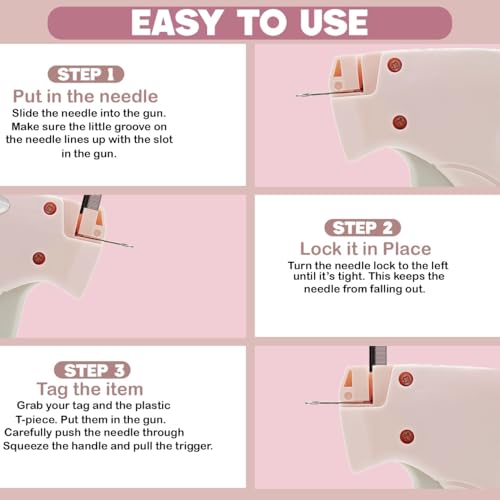 Premium Stitch Gun for Clothes – No-Sew Handheld Tagging & Hemming Tool with 6 Needles, 1,500 Black & 1,500 White Fasteners