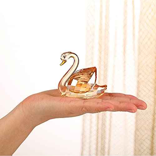 DOJOZ Crystal Swan A Pair Valentines Day Sweet Gifts Figurine Collection Ornament (Pink)