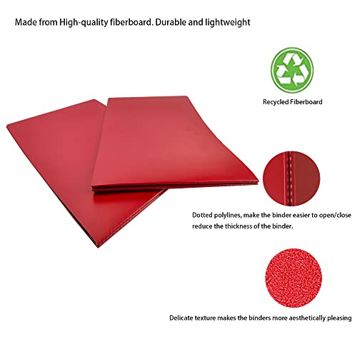 Fiberboard Binder Folder, Sheet Size 11" x 17", with 3" Capacity 220mm Long Metal Prong Paper Fastener, for Pressboard Report Cover, Red, 8 per Box