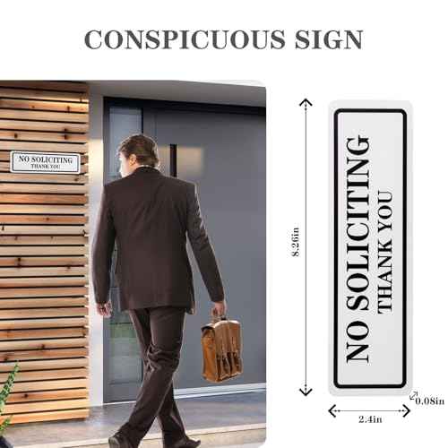 No Soliciting Sign for House That Keeps Solicitors Away, Super strong tape for all surfaces, 8.3 ¡¿ 2.4 In,2025 version, Perfect for Home Office Front Doors, Windows, Walls, Courtyard