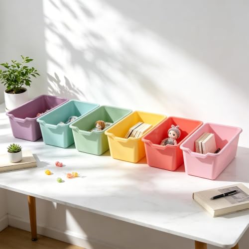 Pastel 24 Pack Plastic Cubby Bins for Classroom & Home Organization