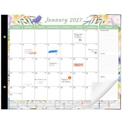 Desk Calendar 2026-2027, 22" x 17" 18 Month Wall Calendar Runs from January 2026 to June 2027 Large Desktop Calendar for Home Office Planning Personal Organisers, Flower Style