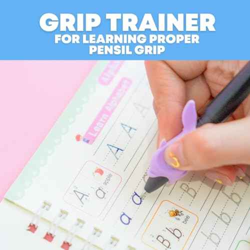 Children's Magic Copybooks - Reusable Grooved Writing Books for Kids - Handwriting Practice Workbooks, Calligraphy Learning Kit & Tracing Tools Set, 4 Books with Pen & Ink Refills (Ages 3-8)
