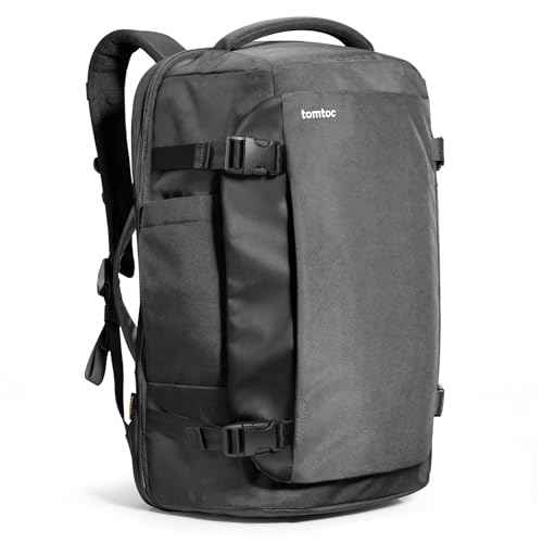 tomtoc Travel Backpack 40L, TSA Friendly Flight Approved Carry-on Luggage Hand Water-resistant Lightweight Business Rucksack, Durable Large Weekender Bag Daypack Fits 17.3 Inch Laptop, PFAS Free