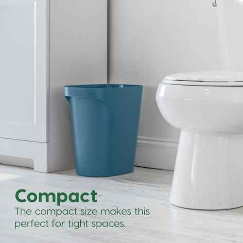 IRIS USA Small Trash Can Wastebasket with Handle, 6 Gallon / 24 Quart, 3-Pack, for Bathroom, Office, Bedroom, Under Sink, Kitchen, Garbage - Eco Friendly Navy