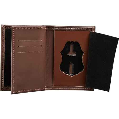 Perfect Fit Shield Wallets Brown Leather Bifold Badge Wallet for US Customs Border Patrol Badge and ID Case (Cutout PF-587)