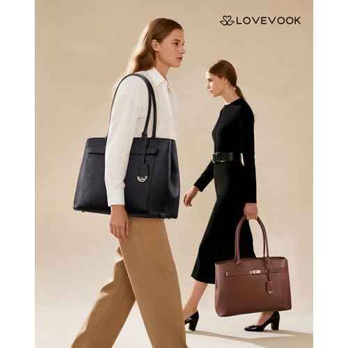 LOVEVOOK Laptop Tote Bag for Women, Large Computer Work Bag for Teacher Nurse Business PU Leather Brifecase Handbag