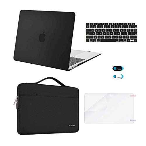 MOSISO Compatible with MacBook Air 13 inch Case M1 Chip 2021 2020 2019 2018 Release A2337 A2179 A1932 Retina Display, Plastic Hard Shell Case&Bag&Keyboard Skin&Webcam Cover&Screen Film, Black