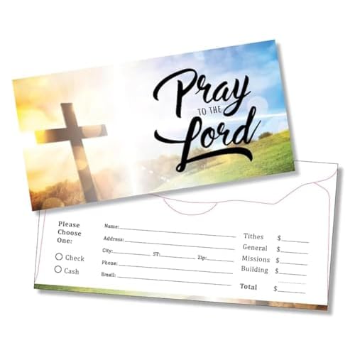 Printlink - 500 Tithes and Offering Envelopes for Church, 3 1/8" x 6 1/4", 20lb White Wove Paper, Full Color Printing on the Front and Back, Dry Gummed Tabbed Scalloped Flap, Made and Printed in USA