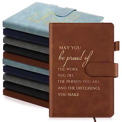 Roowest 10 Pcs Employees Appreciation Gifts Motivational A5 Leather Journal Notepad for Coworker Dsp Week Medical Assistant Leadership Teacher Thank You Gift(Classic Color,Inspirational)