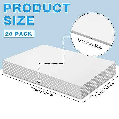 Tenceur 20 Pcs Large Foam Boards Bulk Foam Core Backing Board 3/16 Inch Thickness Foam Core Board Foam Poster Boards for Presentations, School, Office, Art Projects(White,20 x 30 x 3/16 Inches)