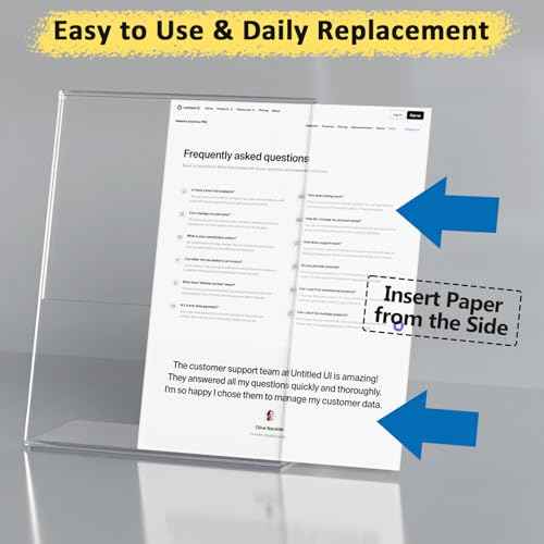 4 Pack Acrylic Sign Holder 8.5x11, Clear Plastic Slanted Back Sign Holders, Desktop Papers Menus Frame Flyer Document Holder Display Stand for Coffee Shops, Hotels, Offices, Public Spaces