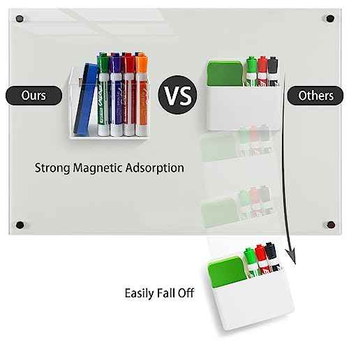Magnetic Glass Whiteboard Pen Holder - Magnetic Dry Erase Marker Holder for Fridge, Whiteboard, Office, Home, 1 Pack