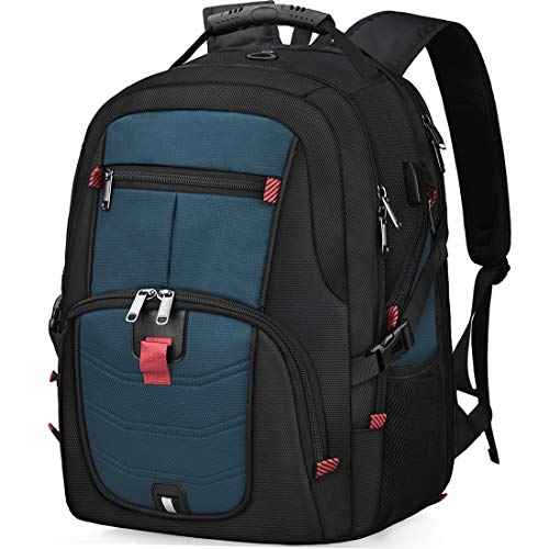 NUBILY Laptop Backpack 17 Inch Waterproof Extra Large TSA Travel Backpack Anti Theft College Business Mens Backpacks with USB Charging Port 17.3 Gaming Computer Backpack for Women Men Blue 45 L