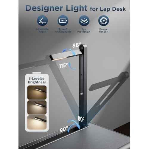 SAIJI Lap Desk with LED Light, Portable Laptop Tray with Cushion - Fits Up to 17" Laptops & MacBook, Lap Table Stand for Bed and Couch, Lap Desk for Writing and Reading