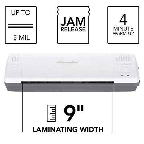 Swingline GBC Thermal Laminator Machine, Inspire, 9 Inch, Quick Warm-Up, 3 or 5 Mil, with 5 Standard Laminating Pouches for Home, Office and Classroom, Black (1701857)