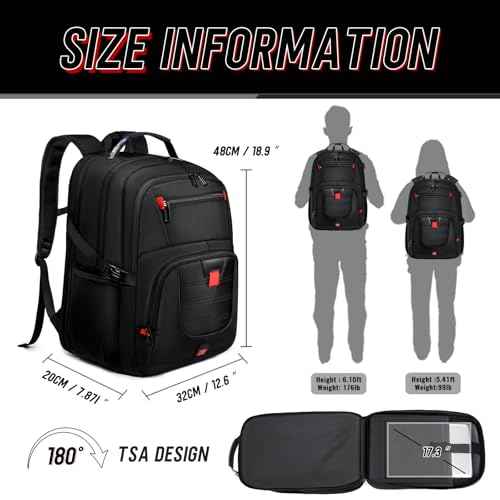 Z-MGKISS Travel Backpack, 50L Extra Large Travel Laptop backpack, Travel Backpack for Men Women with TSA Airline Approved Luggage Bussiness Backpack, Black