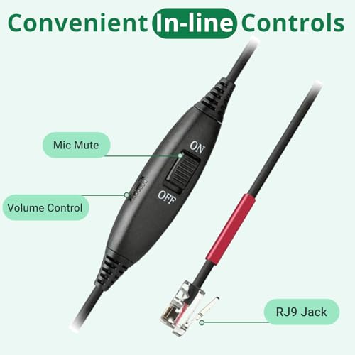 Callez Yealink Phone Headset with Quick Disconnect Cord, RJ9 Office Telephone Headset with Mic Noise Cancelling Compatible with Yealink T54W T33G T46S T42S T21P T20P Avaya 9608 9611 Grandstream Snom