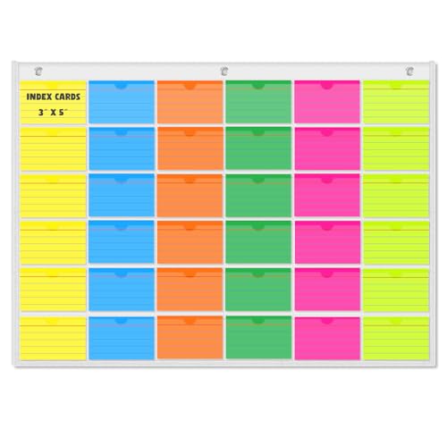 AKAYOK 3''x5'' Index Card Holder Sleeve - 36 Transparent Pockets Organizer for Office Classroom Home