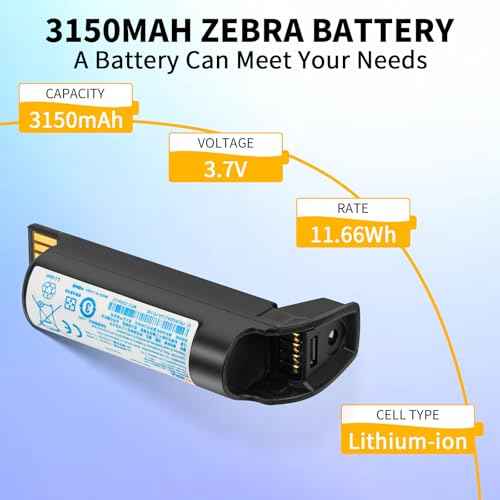CBQ BT-000317-01 Replacement Battery for Zebra DS22 DS2278 DS2208 DS2278SR DS2278-HC Handheld Scanner Barcode Lithium-Ion Battery BTRY-DS22EAB0E-00