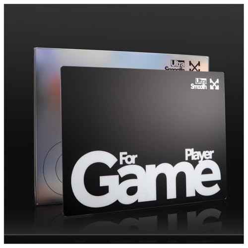 Tempered Glass Gaming Mouse Pad Ultra-Thin Desk Mat Anti-Scratch Wear-Resistant 450 * 400 * 1.8mm Large Competitive Mouse Pads Ultra-Smooth Micro-Etched Surface Anti-Slip Silicone Base (Black)