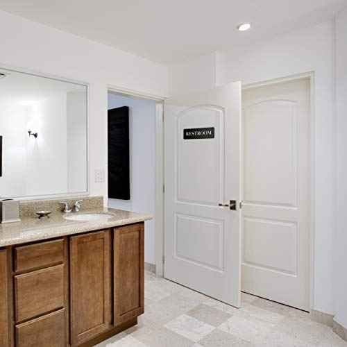 ASSURED SIGNS Restroom Sign - Ideal Bathroom Signs for the Office, Business or Home - 10 Pack - 9" by 3" - Apply to Door or Wall - Nice Bathroom Decor - Strong Double-Sided Adhesives