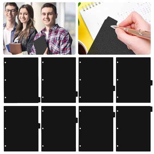 Black Binder Dividers, 8-Tab Sturdy Plastic Dividers, Binder Dividers with Tabs, Black 3-Ring Binder Plastic Divider Set, Aesthetic Dividers for Binder, Suitable for Notebooks and Binders(Black)