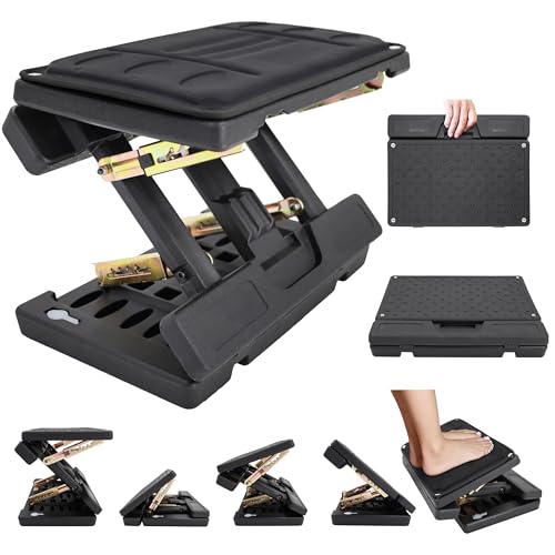 Adjustable Foot Rest Under Desk - Ergonomic Office Foot Stool with Massage, Leg Rest for Desk, Anti-Slip Design for Home & Work, Improves Posture (PB-Black)